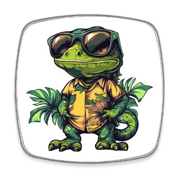 Vacances de bandes dessinées caméléon - Magnet carré - blanc - Devant