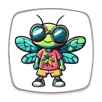 Vacances de bandes dessinées Dragonfly - Magnet carré - blanc - Devant