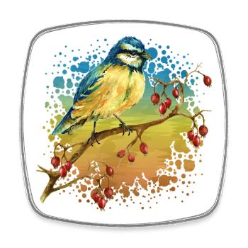 Bunter Vogel - Viereckiger Kühlschrankmagnet - Weiß - Vorne