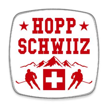 Hopp Schwiiz Eishockey Fan Schweiz Stolz - Viereckiger Kühlschrankmagnet - Weiß - Vorne