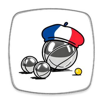 La French Triplette - France pétanque - Magnet carré - blanc - Devant