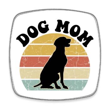 Dog Mom Retro - Viereckiger Kühlschrankmagnet - Weiß - Vorne