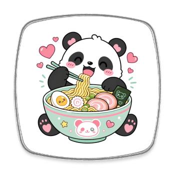 Kawaii Panda Ramen - Magnet carré - blanc - Devant