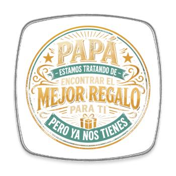 Meilleur cadeau pour enfants Papa design espagnol - Magnet carré - blanc - Devant