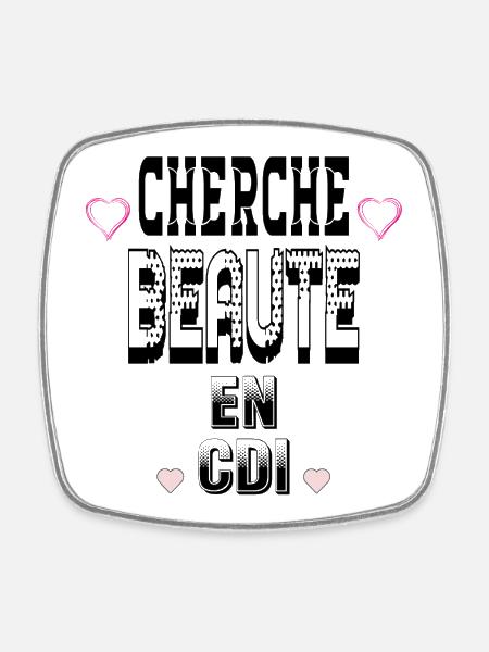 Looking for beauty on a permanent contract - Square fridge magnet - white