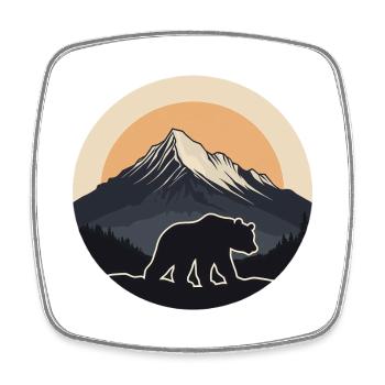 Wild Brown Bear - Square fridge magnet - white - Front