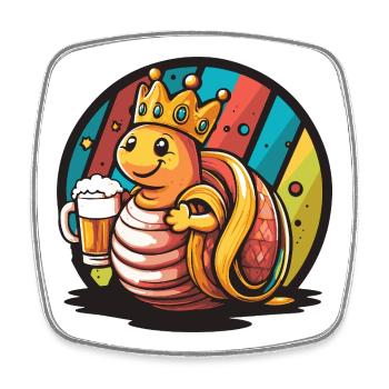 Schnecke Bier Lustig - Viereckiger Kühlschrankmagnet - Weiß - Vorne