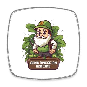 Nain de forêt vert dans la forêt feuillue - Magnet carré - blanc - Devant