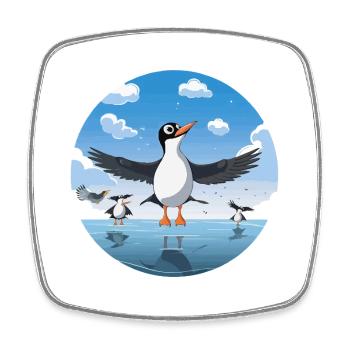 Pinguin Kreis am Eissee - Viereckiger Kühlschrankmagnet - Weiß - Vorne
