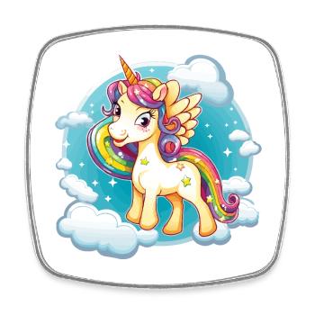 Rainbow Unicorn Cloud Magic - Square fridge magnet - white - Front