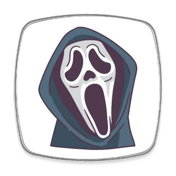 Spectral Mask in Hood - Square fridge magnet - white - Front