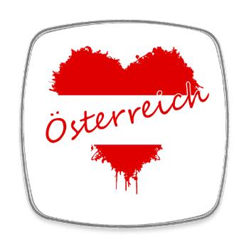 Österreich Herz Rotweißrot Grunge - Viereckiger Kühlschrankmagnet - Weiß - Vorne
