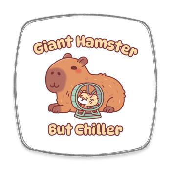 Niedlicher Kapybara-Riesenhamster, aber noch chilliger - Viereckiger Kühlschrankmagnet - Weiß - Vorne