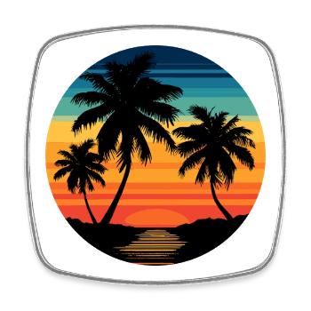 Tropischer Sonnenuntergang mit Palmen - Viereckiger Kühlschrankmagnet - Weiß - Vorne
