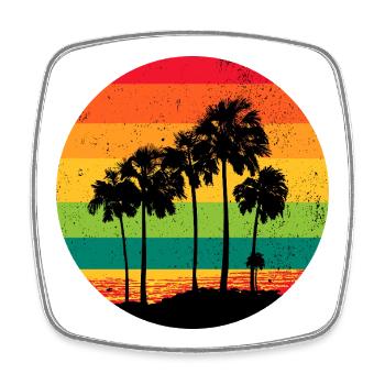Palm Trees Beach Sunset Rétro - Magnet carré - blanc - Devant