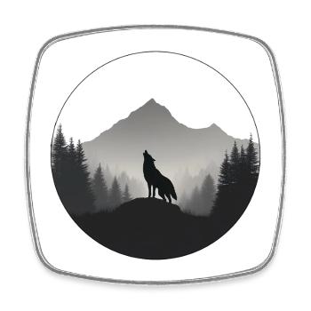 loup sauvage logo - Magnet carré - blanc - Devant