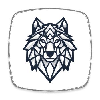 Geometrischer Wolf - Viereckiger Kühlschrankmagnet - Weiß - Vorne