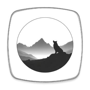 wolf - Square fridge magnet - white - Front