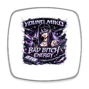 Bad Bit* Energy Neon, young miko - Square fridge magnet - white - Front