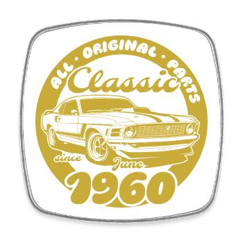 66th Birthday - Classic Musclecar 06/1960 - Square fridge magnet - white - Front