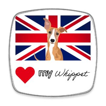 LUVMYWHIPPET (texte noir, Vibrant) - Magnet carré - blanc - Devant