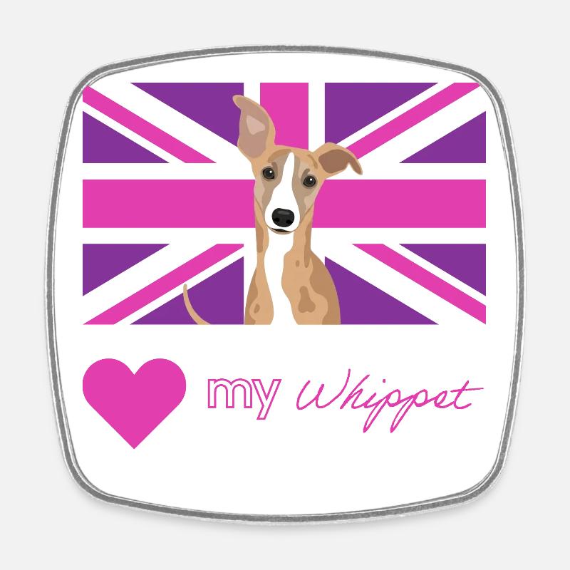PURPLEWHIPPET (Pink) - Square fridge magnet - white