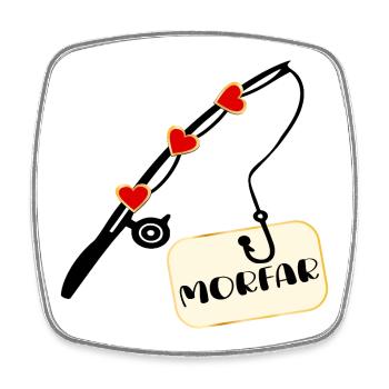 Grandpa Fishing Rod - Square fridge magnet - white - Front