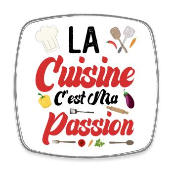 La Cuisine c'est ma Passion - Cadeau Humour - Magnet carré - blanc - Devant
