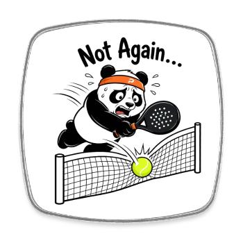 Panda Tennis – Not Again - Viereckiger Kühlschrankmagnet - Weiß - Vorne