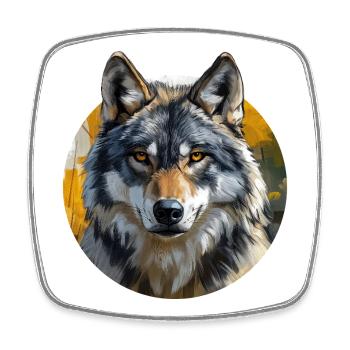 Wolf-Design - Viereckiger Kühlschrankmagnet - Weiß - Vorne