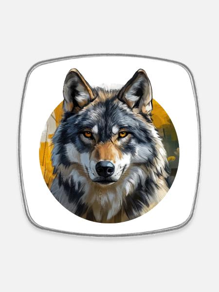 Wolf Design - Square fridge magnet - white