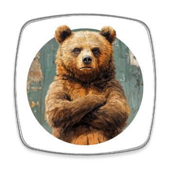 Design d'ours - Magnet carré - blanc - Devant
