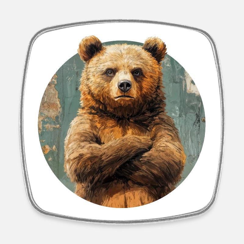 Bear Design - Square fridge magnet - white