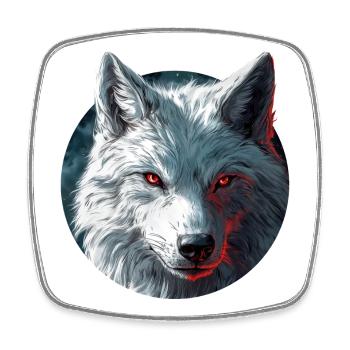 Wolf-Design - Viereckiger Kühlschrankmagnet - Weiß - Vorne