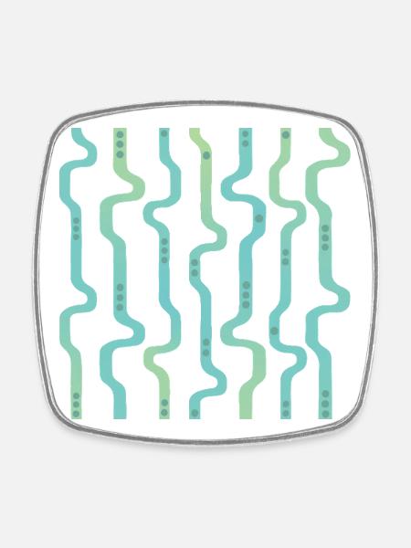 Wiggle Wavy Stripes L Stripes L Green Blue - Square fridge magnet - white