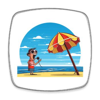Strandgesang unter Sonnenschirm - Viereckiger Kühlschrankmagnet - Weiß - Vorne