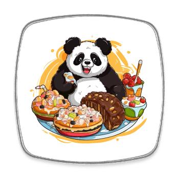 Festin de dessert de panda - Magnet carré - blanc - Devant