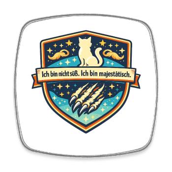 Majestätisches Katzenstern Abzeichen - Viereckiger Kühlschrankmagnet - Weiß - Vorne
