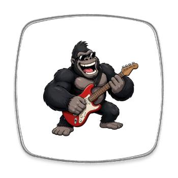 Gorilla with guitar - Square fridge magnet - white - Front