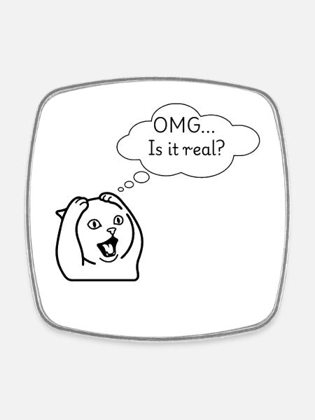 omg - Square fridge magnet - white