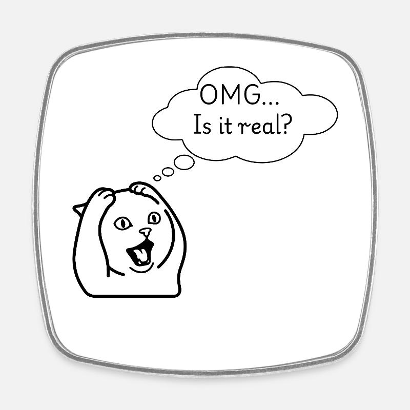 omg - Square fridge magnet - white