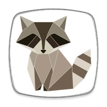Raccoon Polygon Geometry Design - Square fridge magnet - white - Front