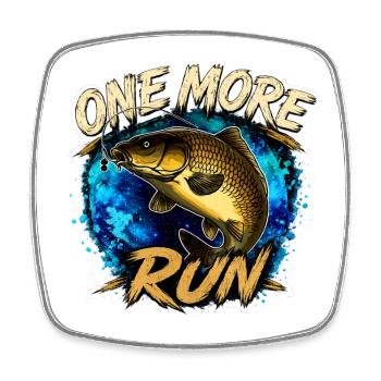 One More Run Karpfenfischen-Design - Viereckiger Kühlschrankmagnet - Weiß - Vorne