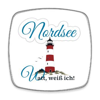 Nordsee, Watt, Meer, Leuchtturm - Viereckiger Kühlschrankmagnet - Weiß - Vorne