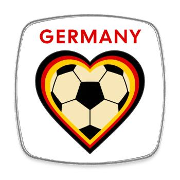 Deutschland Herz Fußballmotiv - Viereckiger Kühlschrankmagnet - Weiß - Vorne