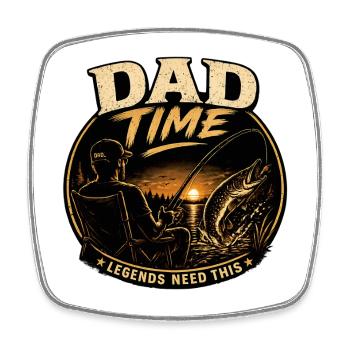 Dad Time Angelshirt – Pike Strike Sunset - Viereckiger Kühlschrankmagnet - Weiß - Vorne