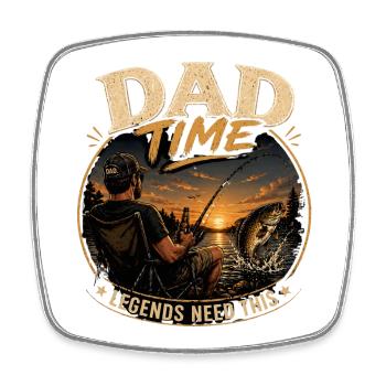 Dad Time Angelshirt – Sunset Catch Design - Viereckiger Kühlschrankmagnet - Weiß - Vorne