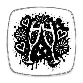 Sektgläser Party Graffiti Motiv - Square fridge magnet - white - Front