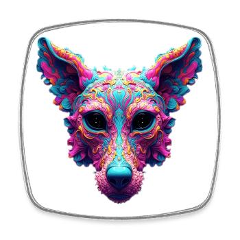 Psychedelic Best Friend - Dog Design T-shirt - Square fridge magnet - white - Front
