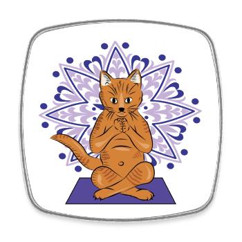 Mandala méditatif du chat - Magnet carré - blanc - Devant